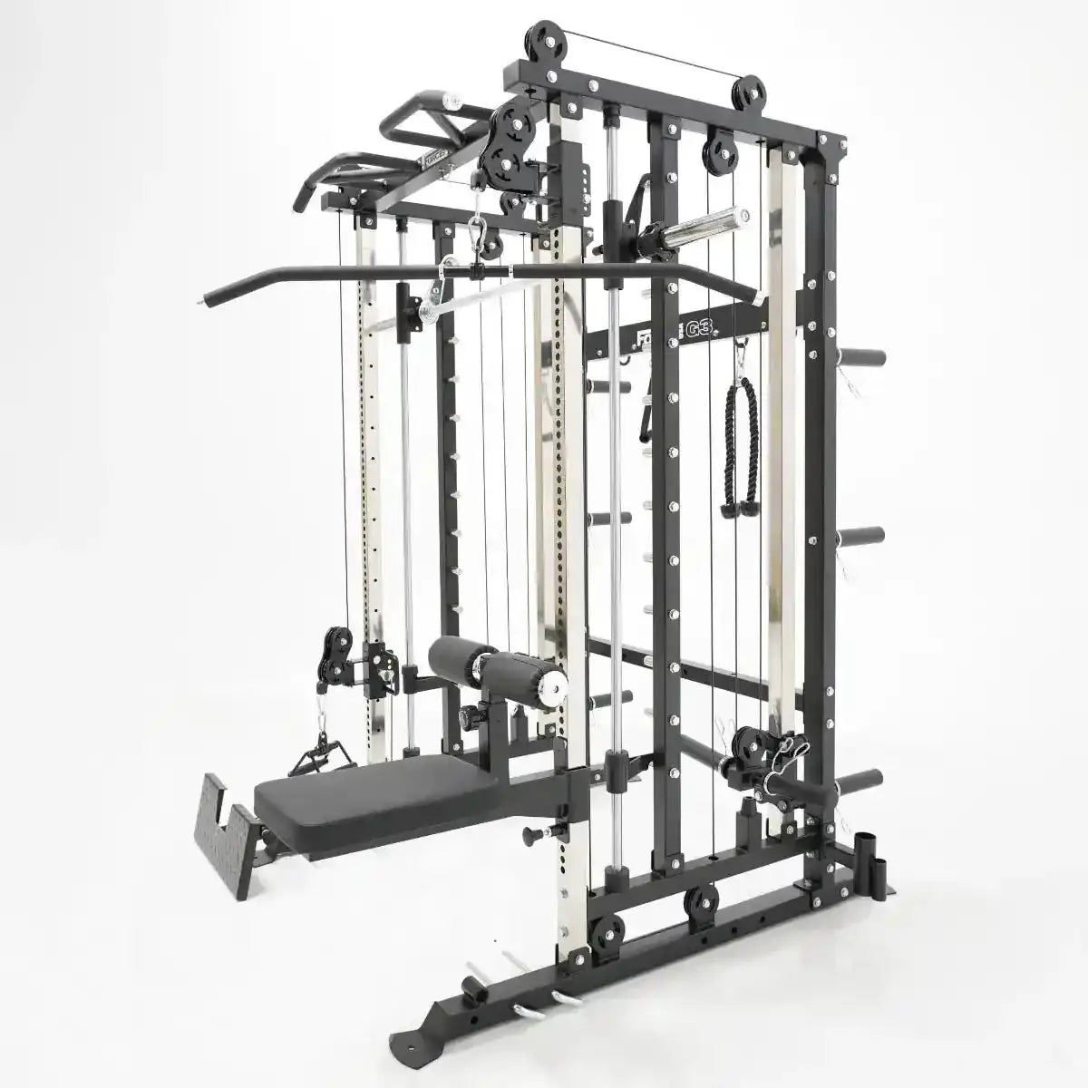 Force USA G3 Upgrade Kit components, including the lat pulldown seat and low row footplate.