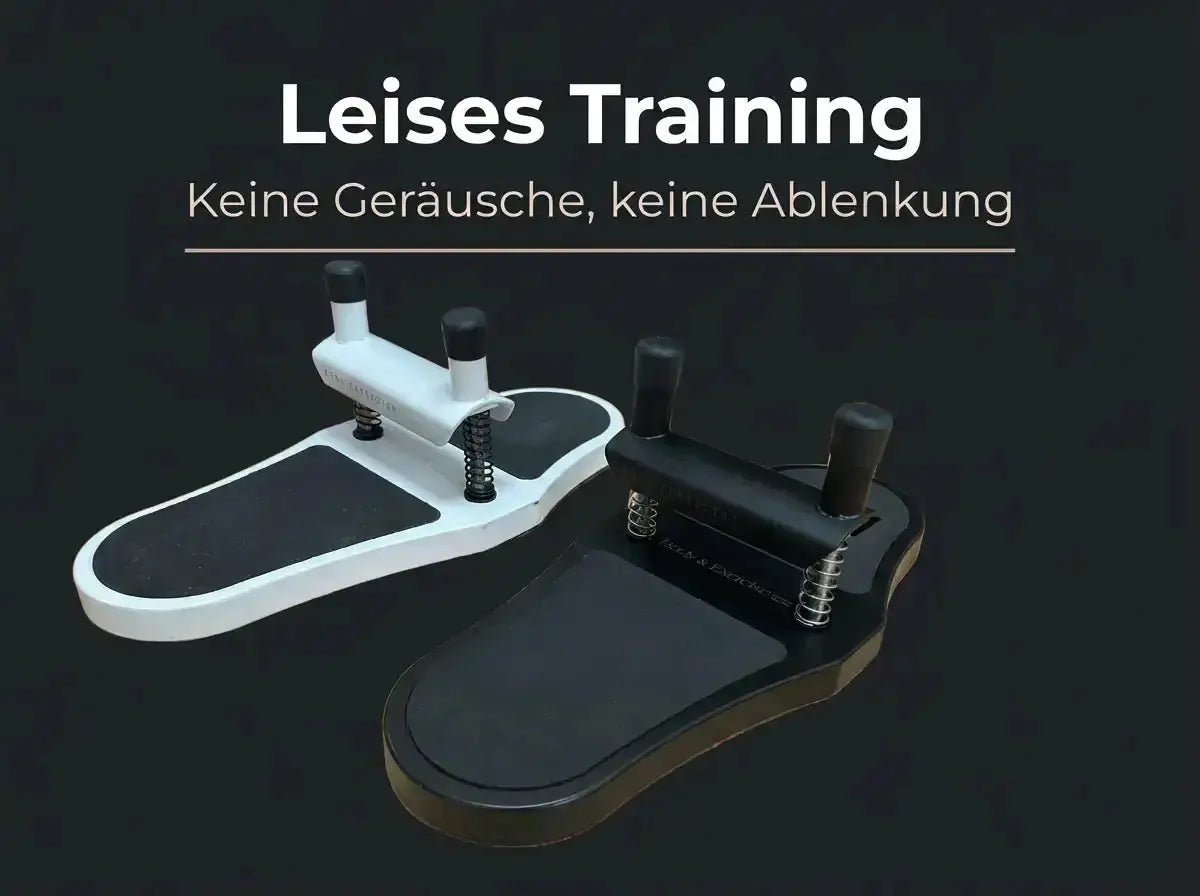Body & Exercise Foot Corrector aus Holz als Grafik zum leisen Training, beide Ausführungen