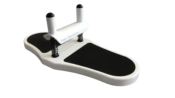 Body & Exercise Foot Corrector aus Holz in Seitenansicht mit rutschfester Trittfläche, weiß