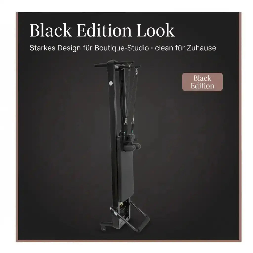 Elina Pilates Nubium Black Edition mit Tower, Grafik zum Black-Edition-Look in senkrechter Position