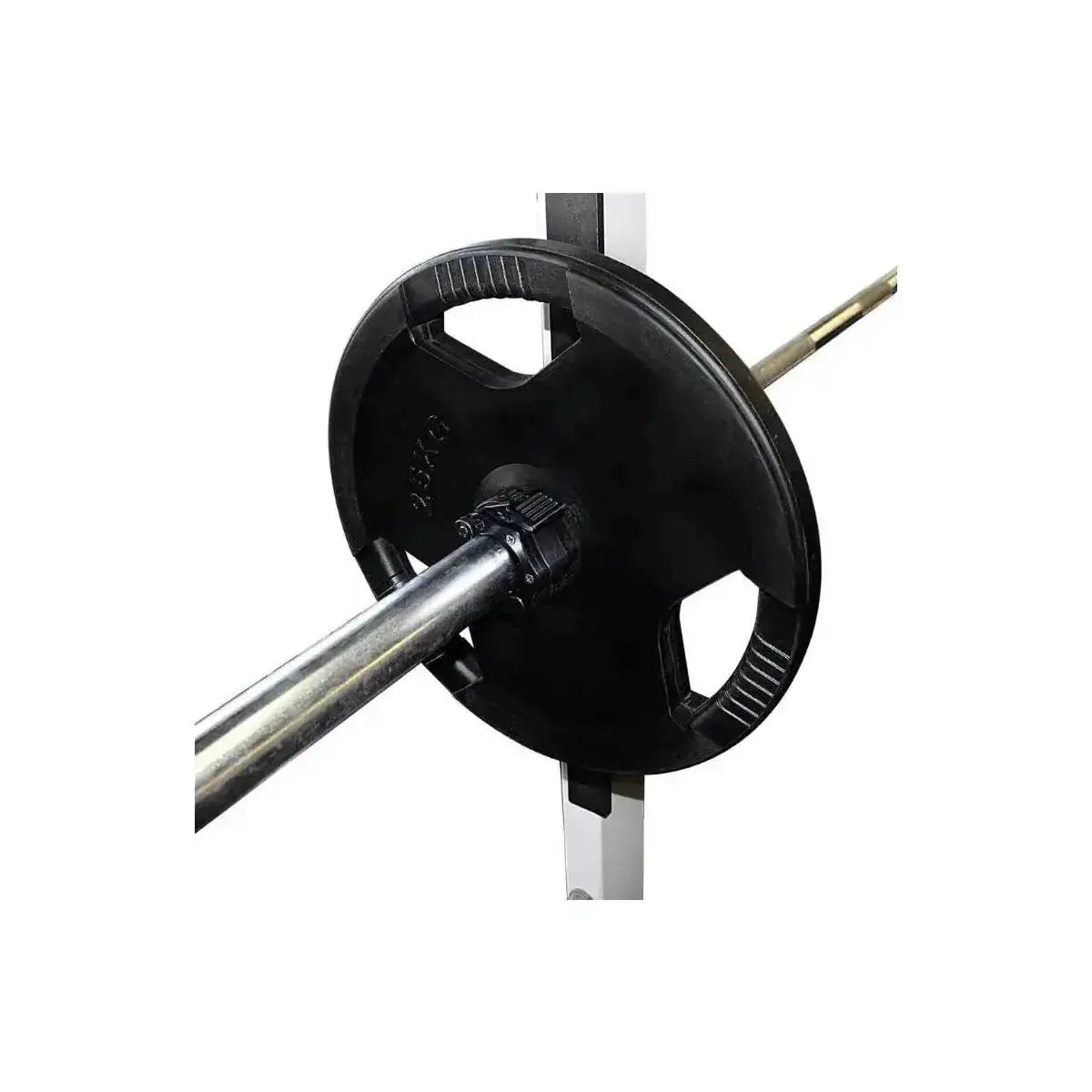 Force USA Olympic Quick Lock Collars im Einsatz, Verschluss an der Hantelstange vor der Scheibe