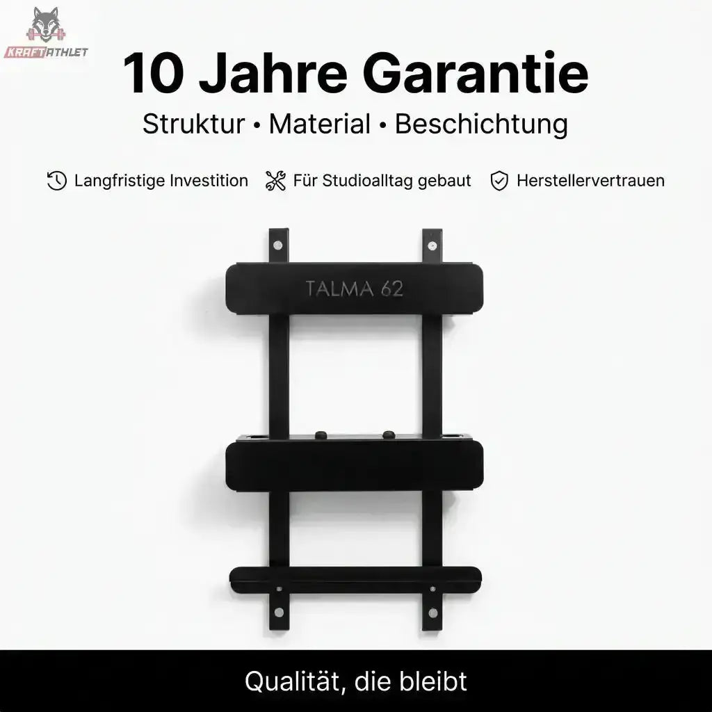 Hegren TALMA 62 Zubehör-Wandhalter aus Stahl in Schwarz als Grafik mit Frontansicht vor hellem Hintergrund