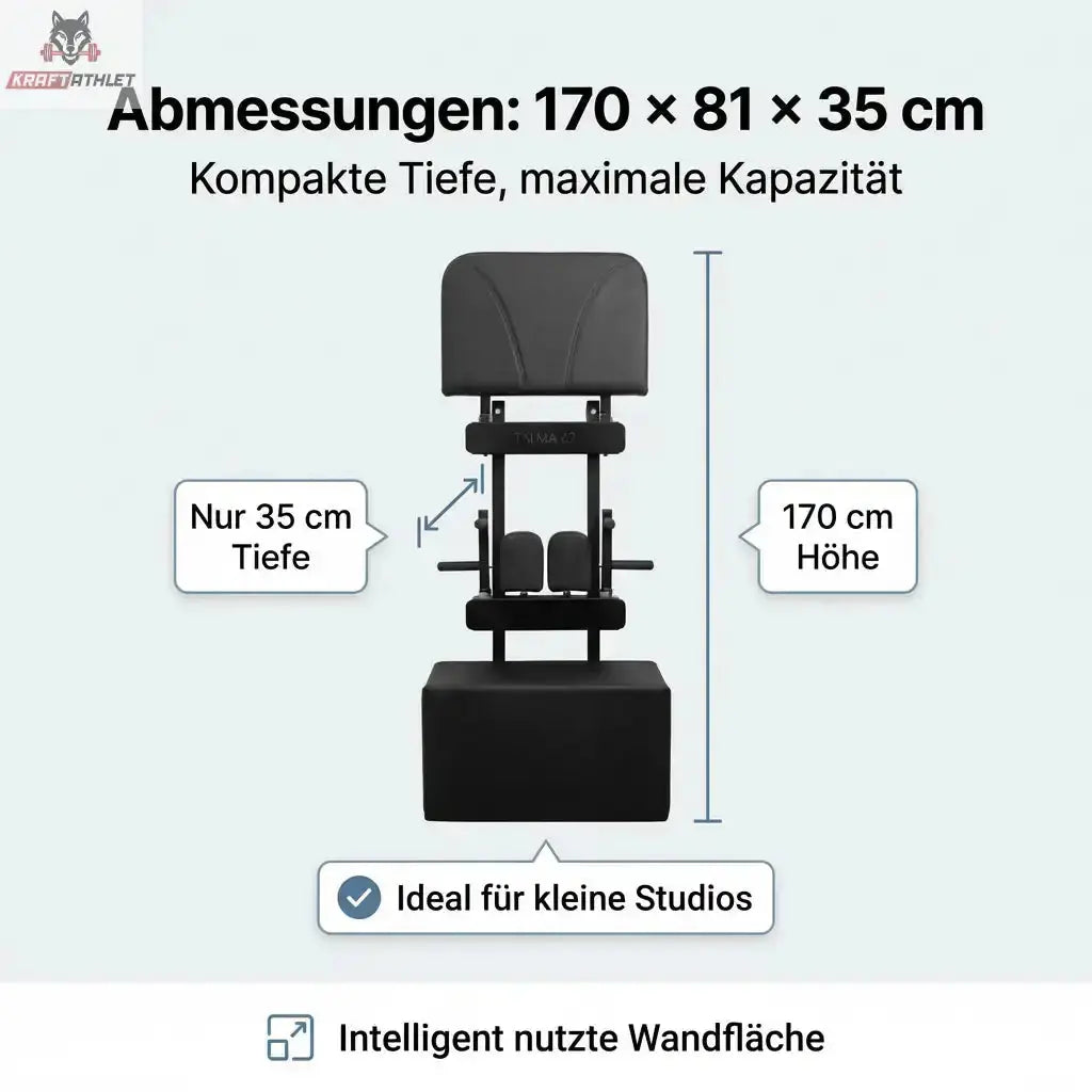 Hegren TALMA 62 Zubehör-Wandhalter aus Stahl als Grafik mit Maßangaben zu Höhe und Tiefe