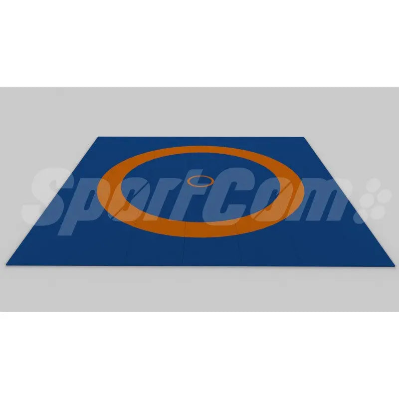 SportCom Ringerkreis-Aufdruck für Dollamur Flexi-Roll-Matten, Kreisfarbe Braun, olympische Ausführung mit breitem Ring: Render der Matte