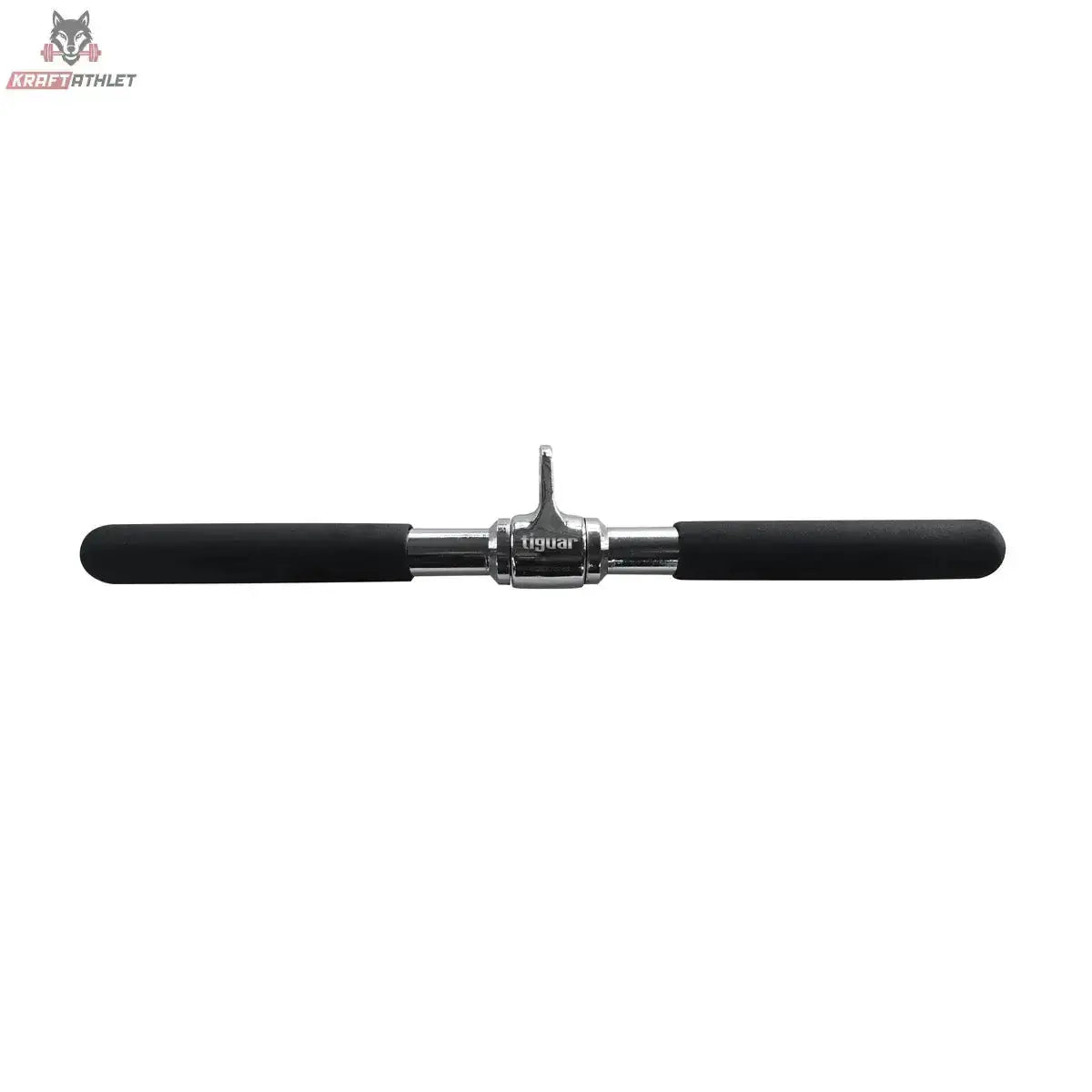tiguar Geradestange 45 cm Kabelzug-Griff in Schwarz, Seitenansicht mit drehbarer Metallöse in der Mitte