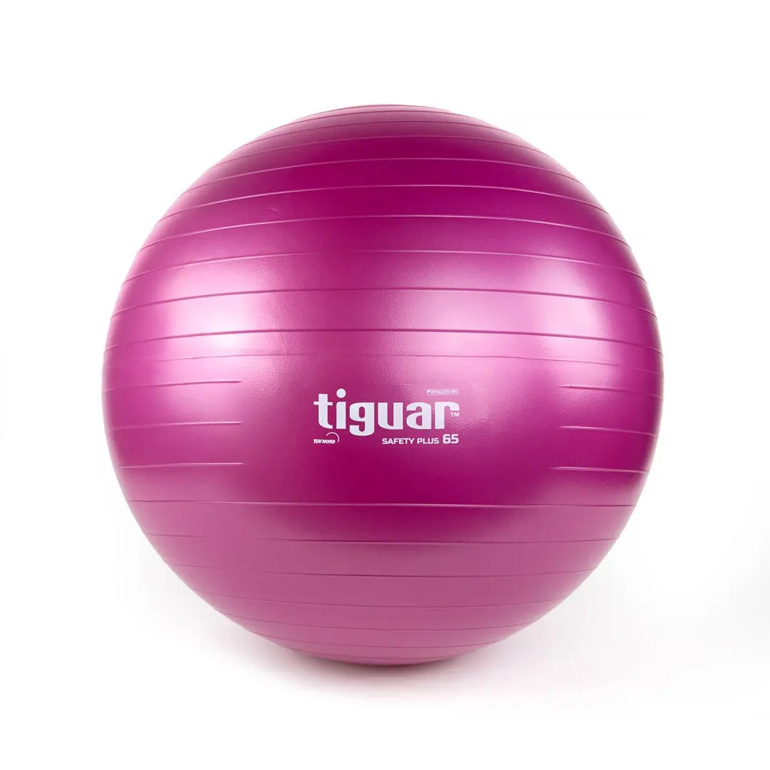 tiguar Safety Plus Ball 65 cm Lila Gymnastikball, Frontansicht in Lila vor weißem Hintergrund