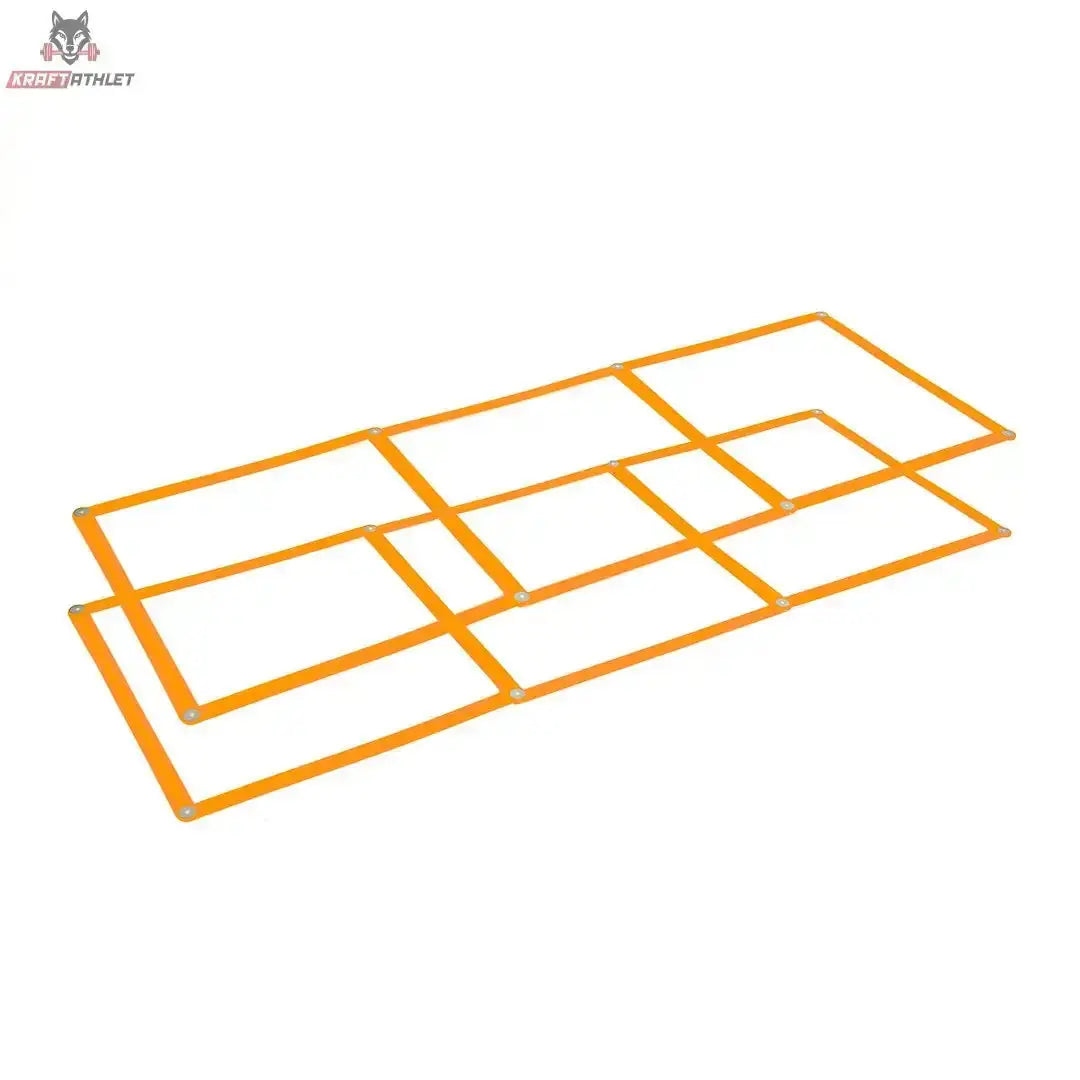 tiguar Speed Ladder 6er-Set V2, mehrere orangefarbene Elemente zu einem Feldmuster zusammengesetzt