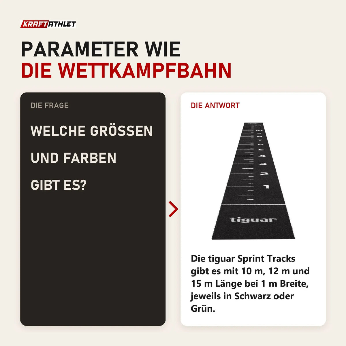 Frage und Antwort zu tiguar Sprint Track 4RACE 15 × 1 m schwarz: Welche Größen und Farben gibt es?