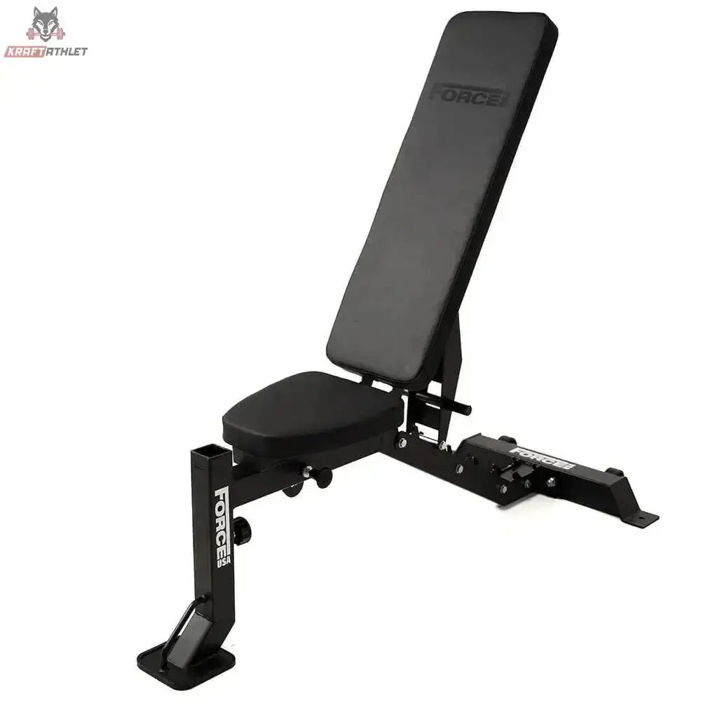 Titanium Strength All-in-One Trainer Full Set Up mit Hanteln, verstellbare Hantelbank in Schwarz, Seitenansicht