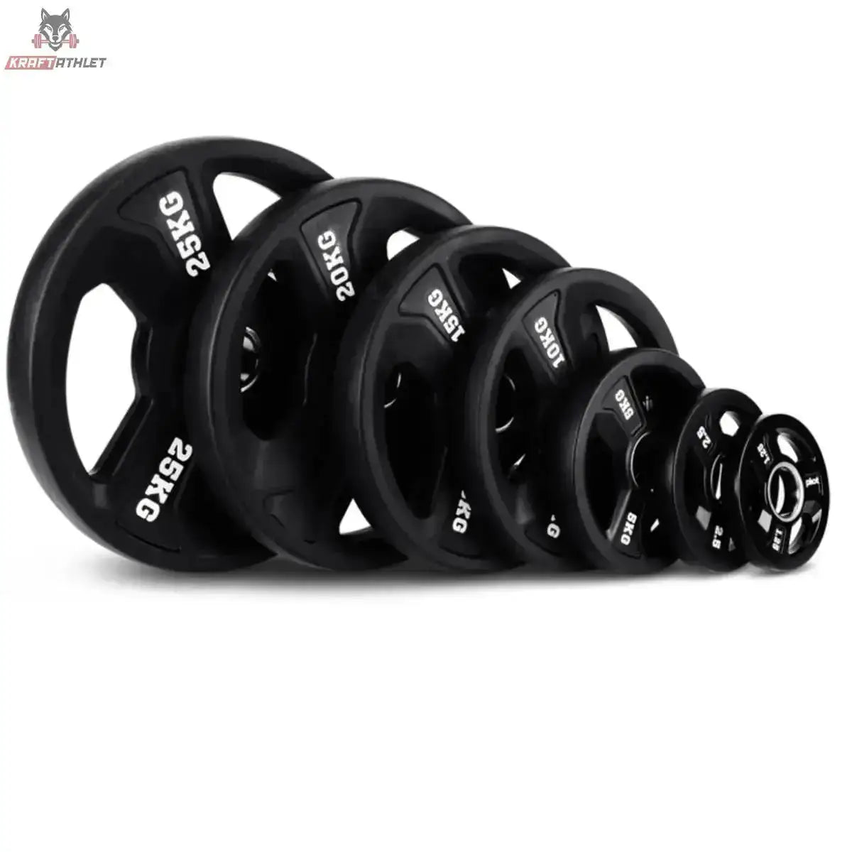 Titanium Strength Premium Tri-Grip Scheiben-Set 60 kg aufgereiht mit Dreifachgriff, Ausführung 150 kg