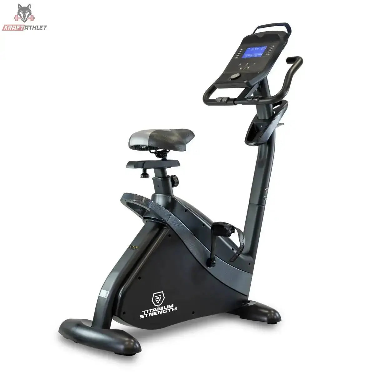Titanium Strength ST900 LCD Ergometer Performance Series – Schrägansicht von rechts mit Sattel, Lenker und LCD-Konsole