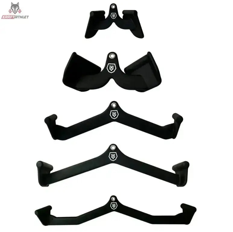 Titanium Strength TS-GRIPSET Set mit 5 Griffen für Seilzüge, alle fünf schwarzen Griffe übereinander