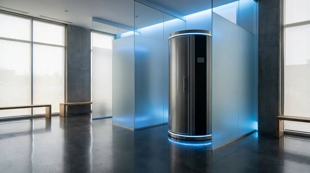 Moderne Kältekammer und Kryosauna in einem Recovery-Studio – Ganzkörper-Kältetherapie im Vergleich