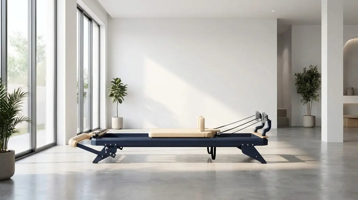 Hegren TALMA 62 Pilates Reformer with a steel frame in a bright studio