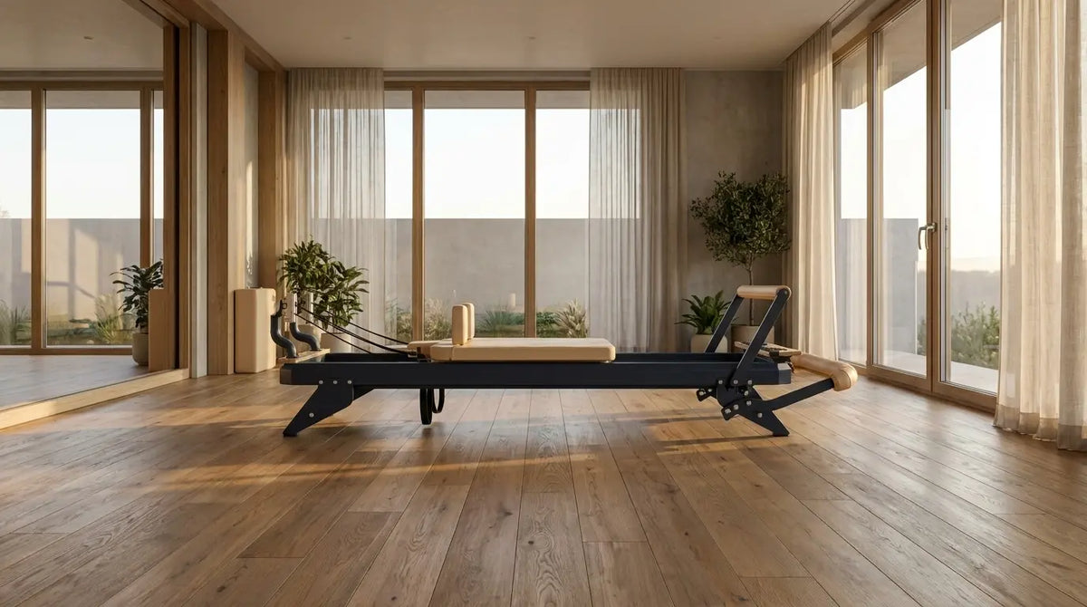 Hegren TALMA 62 Reformer aus Stahl in einem hellen, modernen Pilates-Studio