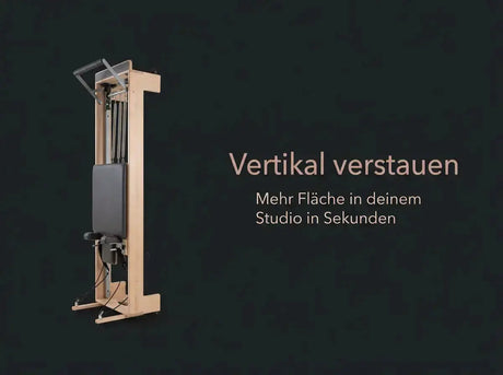 Body & Exercise Reformer Salvaspazio aus Aluminium, Grafik zum senkrechten Verstauen an der Wand
