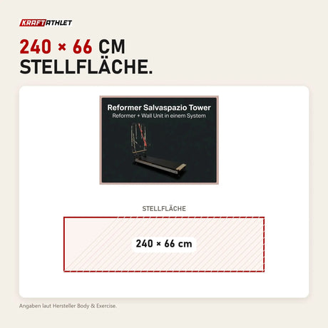 Maßbild Body & Exercise Reformer Salvaspazio Tower: Stellfläche 240 × 66 cm
