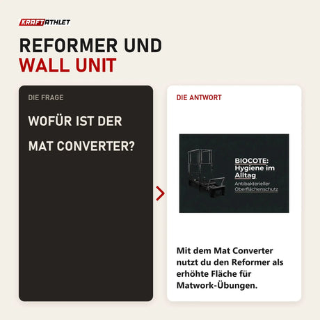 Frage und Antwort zu Body & Exercise Reformer Tower Black Edition: Wofür ist der Mat Converter?
