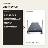 Frage und Antwort zu Elina Pilates Reformer-Handtuch lang: Passt das Handtuch auf meinen Reformer?