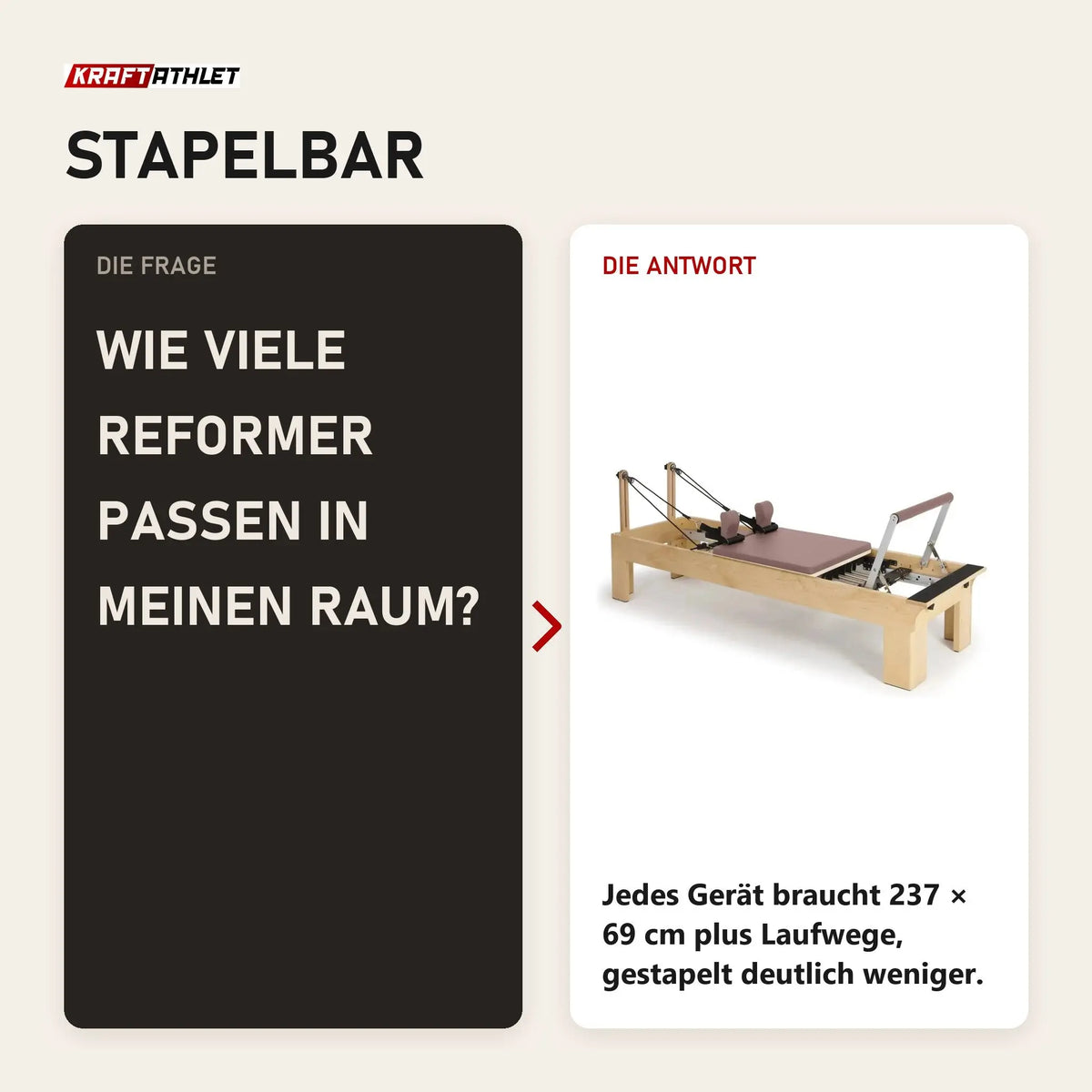 Frage und Antwort zu Elina Pilates Wooden Reformer aus Rock-Ahorn: Wie viele Reformer passen in meinen Raum?