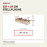 Maßbild Elina Pilates Wooden Reformer aus Rock-Ahorn: Stellfläche 237 × 69 cm, Höhe 29 cm