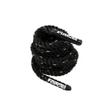 Force USA Battle Rope 15 m aufgerollt in Draufsicht mit beiden Griffen