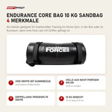 Force USA Endurance Core Bag 10 kg Sandbag mit 4 Merkmalen: Vier Griffe mit Gummibezug, Hülle aus nicht porösem Nylon, Doppellagig versiegelte Nähte, 10 kg Gewicht