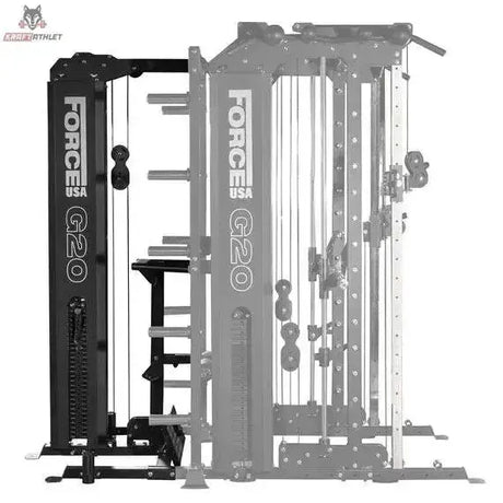 Force USA G20 Lat Row Station Upgrade – Station hervorgehoben am blass dargestellten Grundrack