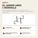 Force USA G6 Jammer Arms mit 4 Merkmalen: 2 Jammer Arms, Mehrere Hand- und Griffpositionen, Schnell an den Pfosten an- und abgebaut, Hochfester Stahl