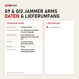 Technische Daten und Lieferumfang von Force USA G9 & G12 Jammer Arms als Tabelle
