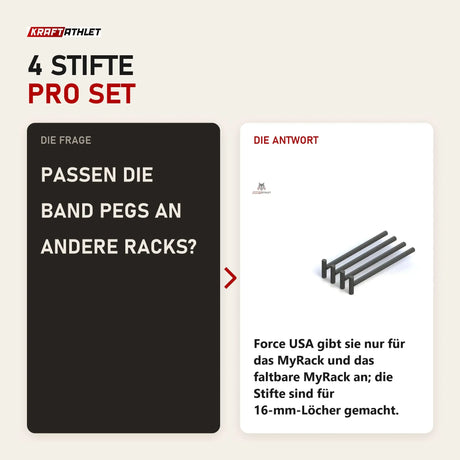 Frage und Antwort zu Force USA MyRack Band Pegs: Passen die Band Pegs an andere Racks?