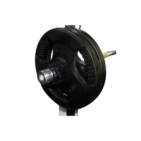 Force USA Olympic Quick Lock Collars, Nahaufnahme des Verschlusses an Stange und Hantelscheibe