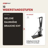 Frage und Antwort zu Force USA Ski Trainer mit Plattform: Welche Raumhöhe brauche ich?