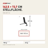 Maßbild Force USA Studio FID Bank verstellbar: Stellfläche 142,5 × 73,7 cm, Höhe 44,7 cm