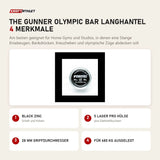 Force USA The Gunner Olympic Bar Langhantel mit 4 Merkmalen: Black Zinc, 5 Lager pro Hülse, 28 mm Griffdurchmesser, Für 680 kg ausgelegt