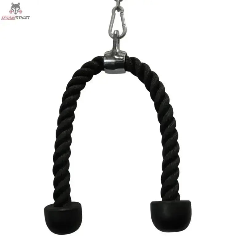 Force USA Tricep Rope Trizepsseil, Frontansicht aus leicht erhöhter Perspektive mit Metallhülse in der Mitte