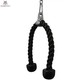 Force USA Tricep Rope Trizepsseil, Schrägansicht von links mit geöffnetem Karabiner und geflochtenem Seil
