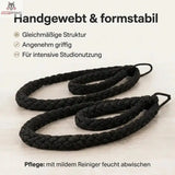 Hegren Double Loop Ropes, Infografik zur Flechtstruktur mit schwarzen Schlaufen im Detail