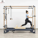Hegren Pilates Stick 1,10 m mit Verbindungsgliedern, Ausfallschritt-Übung am Cadillac-Reformer