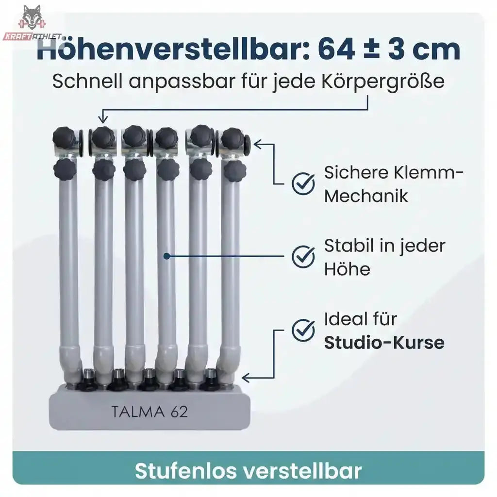 Hegren Stability Bar für den TALMA 62 als Grafik zur stufenlosen Höhenverstellung