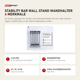 Hegren Stability Bar Wall Stand Wandhalter mit 4 Merkmalen: 6 Halter, Wandmontage, 49 × 10 × 8 cm, Stahl pulverbeschichtet