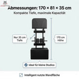Hegren TALMA 62 Zubehör-Wandhalter aus Stahl als Grafik mit Maßangaben zu Höhe und Tiefe