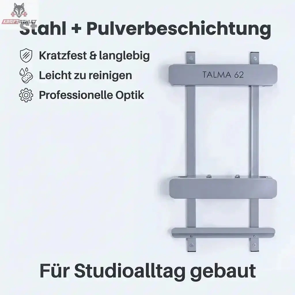 Hegren TALMA 62 Zubehör-Wandhalter aus Stahl in Grau als Grafik zur Pulverbeschichtung