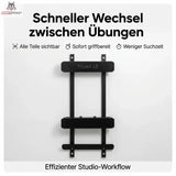 Hegren TALMA 62 Zubehör-Wandhalter aus Stahl in Schwarz als Grafik zum schnellen Wechsel zwischen Übungen