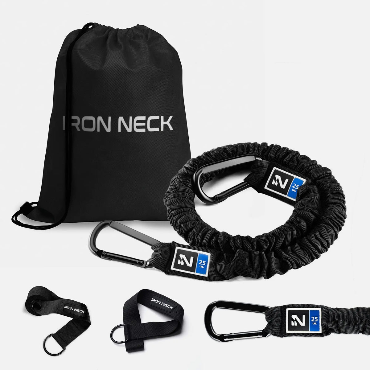 Iron Neck Harness Kit Medium Zubehör-Set: Lieferumfang mit Beutel, Widerstandsband, Karabinern und Schlaufen