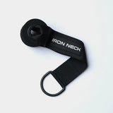 Iron Neck Safe Lock Türanker in Schwarz, Türstopper-Polster mit Gurt und Metall-D-Ring, Draufsicht