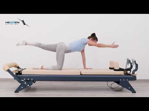 Hegren TALMA 62 Reformer mit Box und Jumpboard – Seillänge per Hebel: Stahlrahmen, 245 × 60 cm, 5 Federn, bis 150 kg