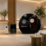 ProReset Helios Hyperbare Lounge in Schwarz mit Modulen in einem hellen Wohnraum