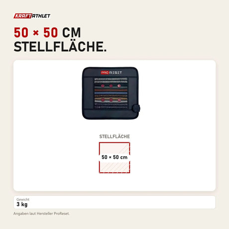 Maßbild ProReset Infrarot-PEMF-Matte quadratisch: Stellfläche 50 × 50 cm