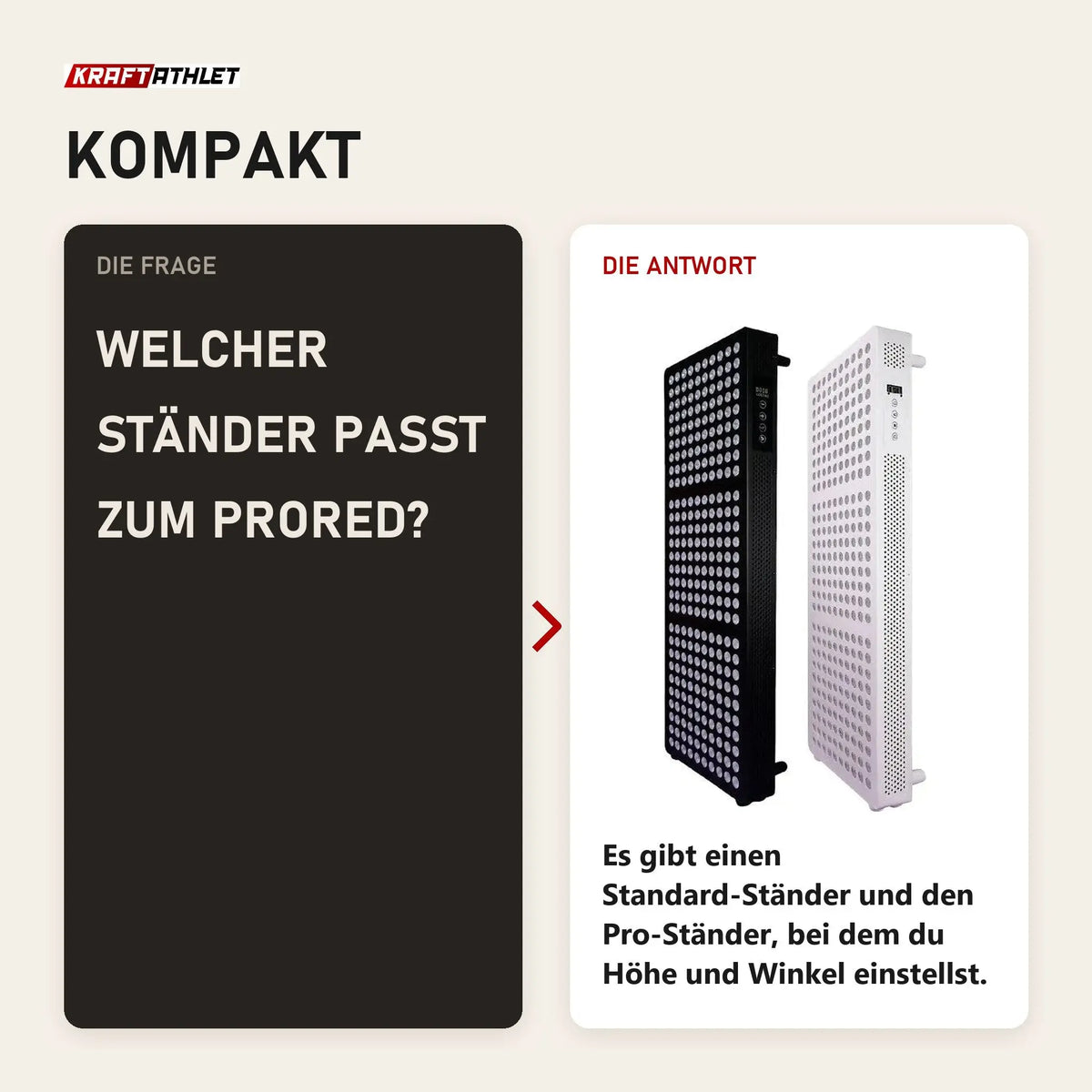 Frage und Antwort zu ProReset ProRed Rotlicht-Infrarotpaneel: Welcher Ständer passt zum ProRed?